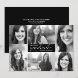 Moderno negro 6 Invitación a graduación de guión g