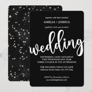 Moderno Negro Simple Con Invitación A La Boda De E