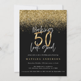 Moderno negro y purpurina de oro 50 años