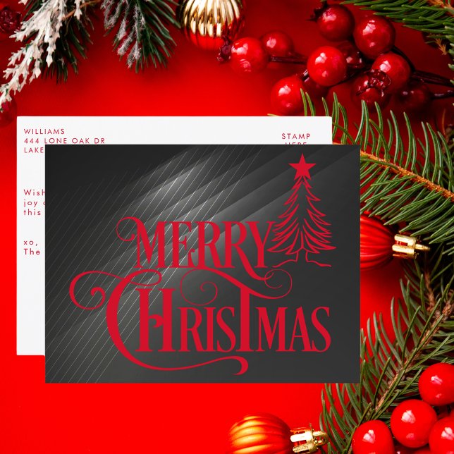 Moderno Negro y Rojo Feliz Navidad Tradicional (Subido por el creador)