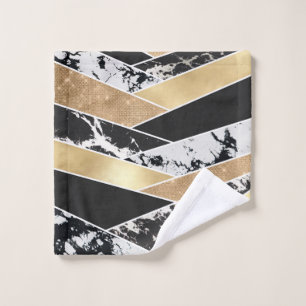 Moderno Oro Negro Purpurina Blanco Marble Geométri