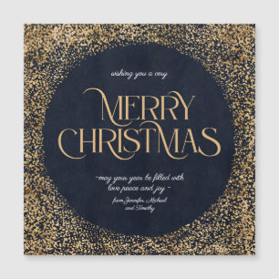 Moderno Oro Oscuro Azul Elegante Feliz Navidad