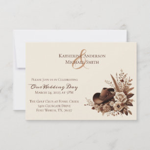 Moderno País Elegante Invitación Occidental-Floral
