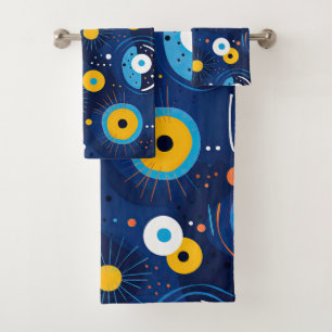 Moderno Patrón de Ojos Malvados Marina BOHO Azul