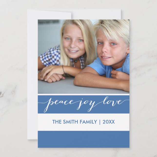 Moderno Peace Joy Love Stripes | Tarjeta de vacaci (Anverso)