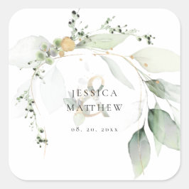 Moderno Pegatina de Eucalipto Verde y Oro