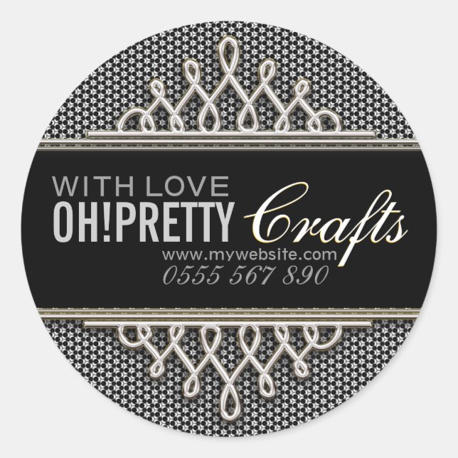 Moderno Pegatina de productos Black Silver Busines (Anverso)