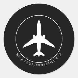 Moderno Pegatina redondo clásico de White Aircraft