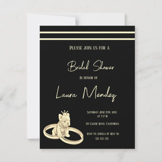 moderno perro oscuro Bridal Shower Invite (Anverso)
