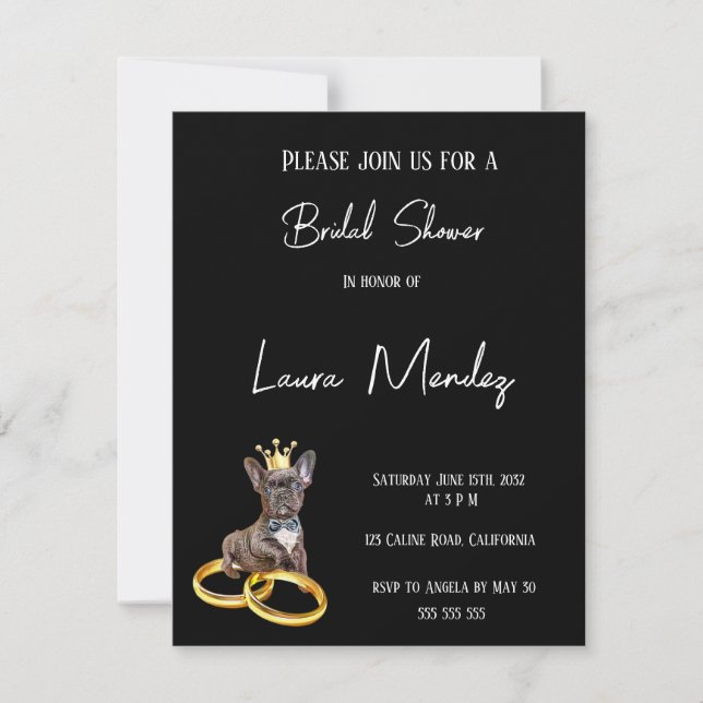 moderno perro oscuro Bridal Shower Invite (Anverso)