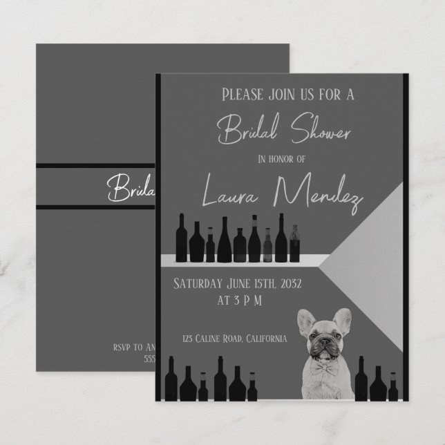 moderno perro oscuro Bridal Shower Invite (Anverso / Reverso)