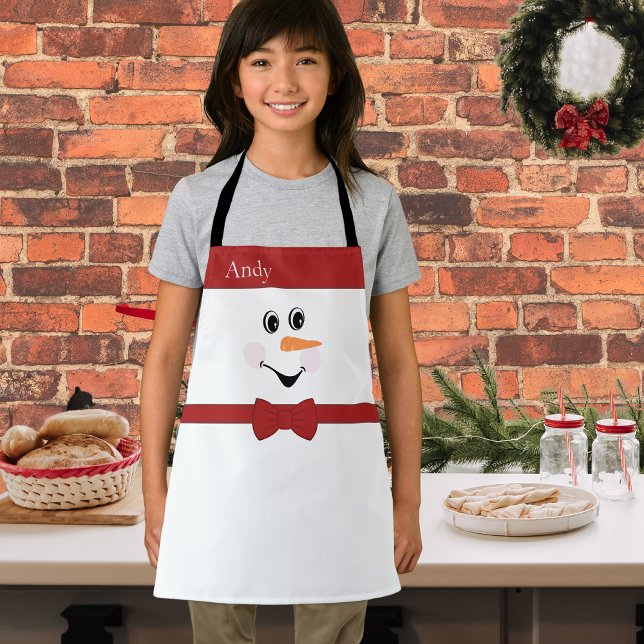 Moderno Personalizado Cute Snowman cara delantal c (Subido por el creador)