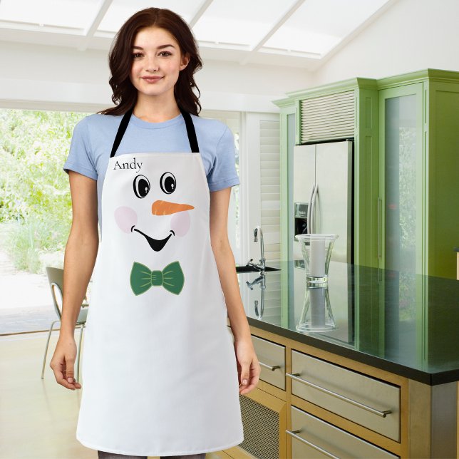 Moderno Personalizado Cute Snowman cara delantal c (Subido por el creador)