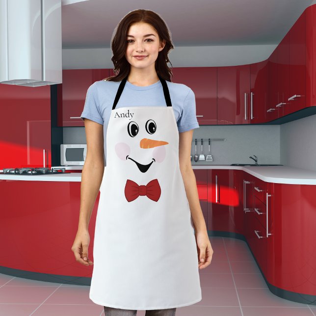 Moderno Personalizado Cute Snowman cara delantal c (Subido por el creador)