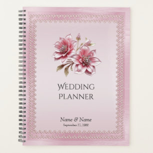 Moderno planificador de flores rosadas