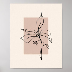 Moderno Poster de flores de arte de línea Minimal