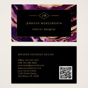 Moderno Profesional Purple Black Resumen Código QR