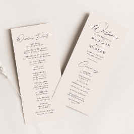 Moderno programa de boda crema elegante