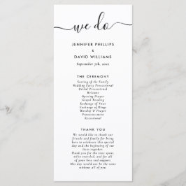 Moderno programa de casamiento en blanco y negro