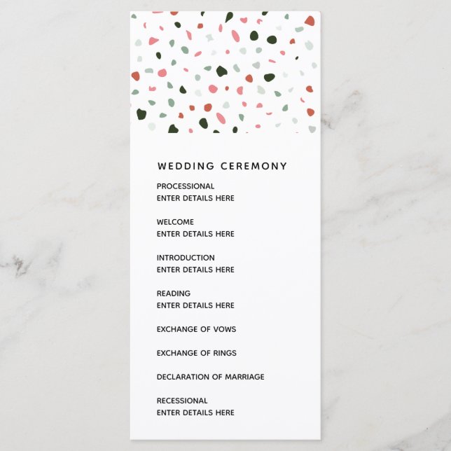 Moderno Programa de Ceremonia de Bodas del Patrón  (Anverso)