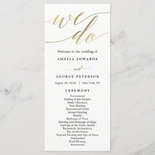 Moderno programa de ceremonias de Boda de guión fa