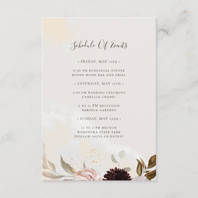 Moderno Programa De Eventos De La Floral Watercolo (Anverso)