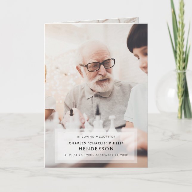 Moderno Programa de Funeral Doble con 3 Fotos y Le (Anverso)