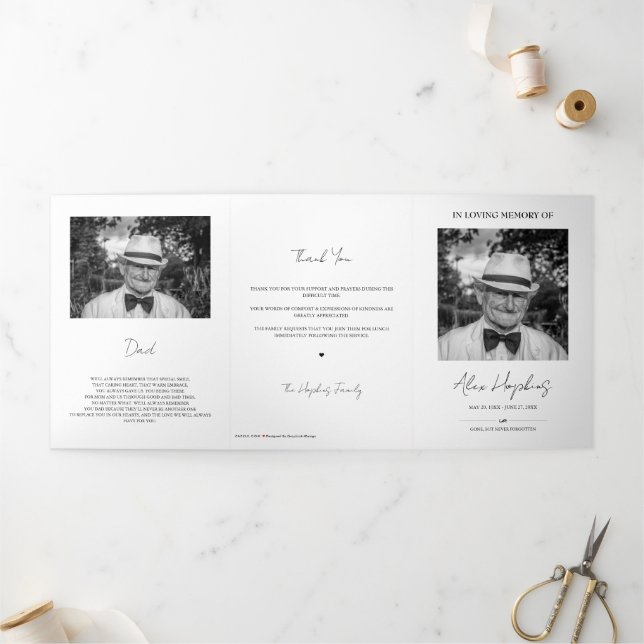 Moderno programa de memoria de funerales Tri-Fold (Exterior)