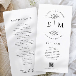Moderno programa Minimalista elegante de boda simp