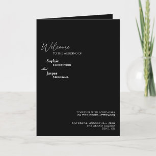 Moderno programa plegado de Boda negro clásico