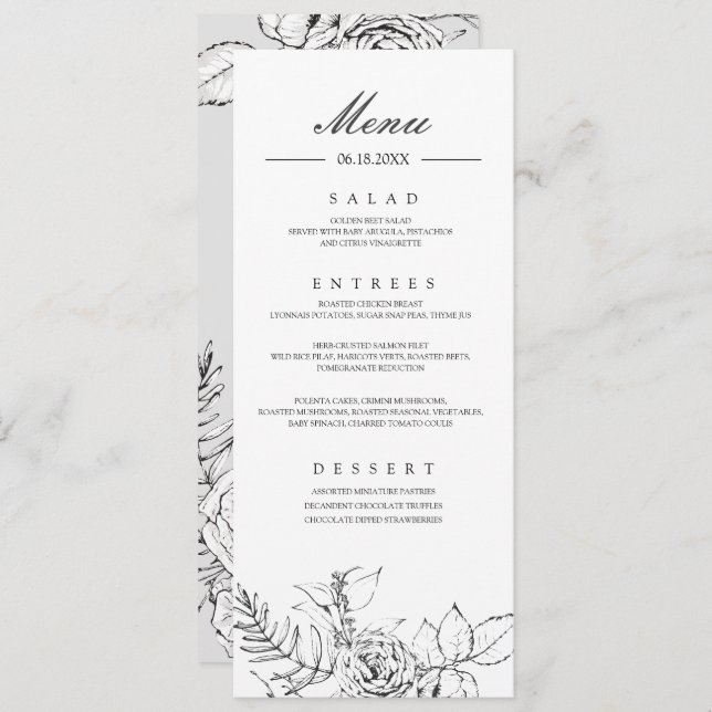 Moderno programa romántico de Boda de flores silve (Anverso / Reverso)