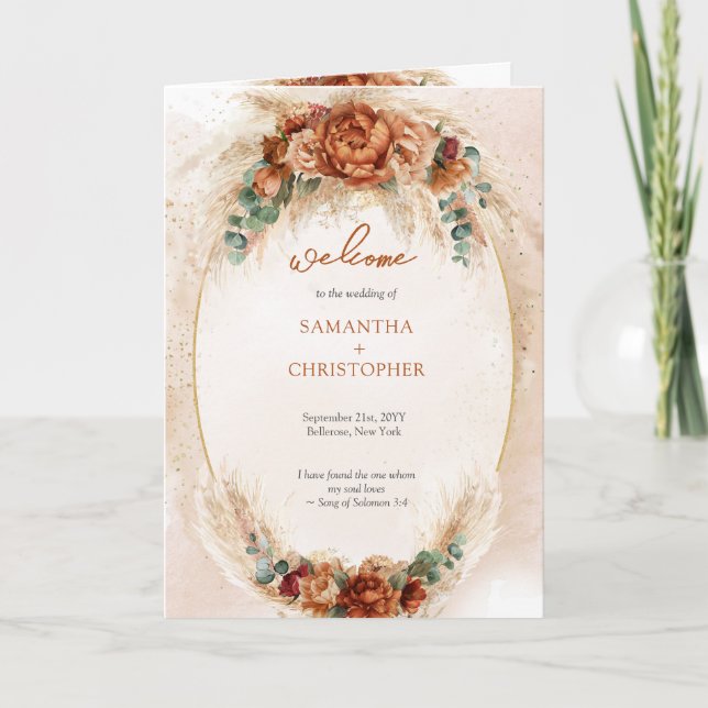 Moderno programa Terracotta Flores burgundy pampas (Anverso)