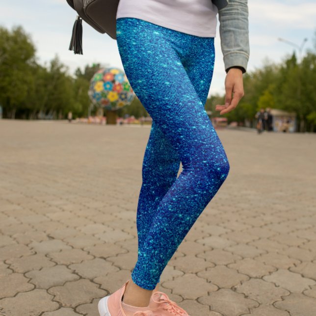 Moderno Purpurina azul Sparkle Leggings (Modern Blue Glitter Sparkle Leggings)