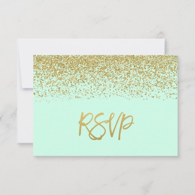 Moderno Purpurina de Mint Faux Gold RSVP (Anverso)