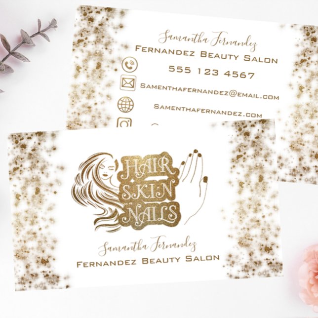 Moderno Purpurina de oro Salón de belleza Tarjeta  (Subido por el creador)