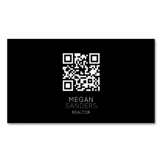 Moderno Realtor negro código QR imán de tarjeta de (Anverso)