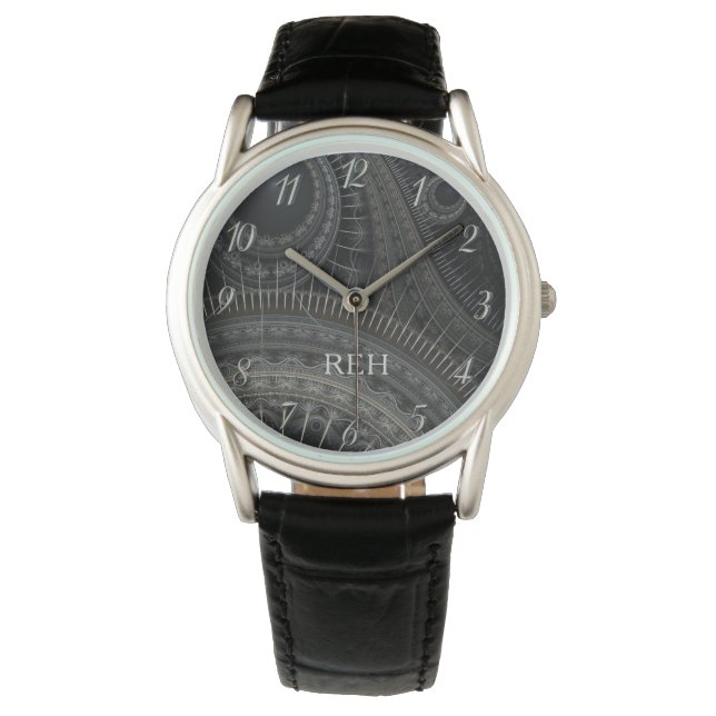 Moderno reloj fractal monogramado (Anverso)
