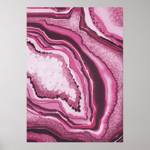 Moderno Resumen Arte Agate Rosa Geode Gemstone