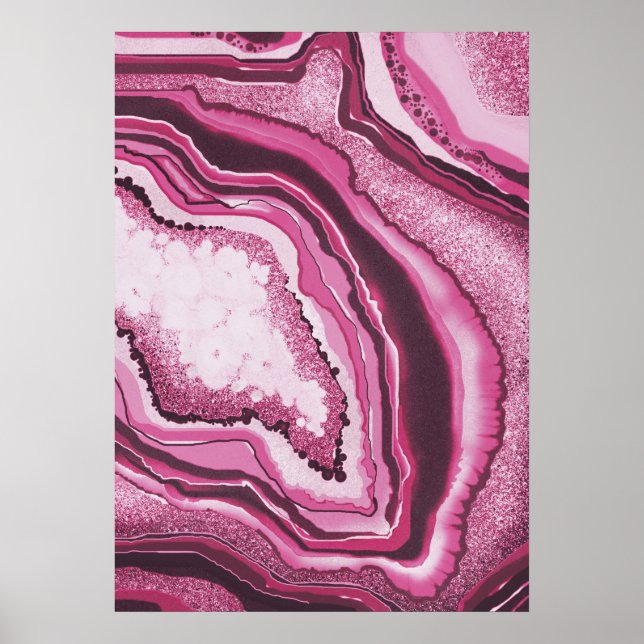 Moderno Resumen Arte Agate Rosa Geode Gemstone (Frente)