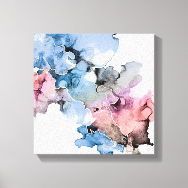 Moderno Resumen Arte Alcohol Tintas de oro rosa az (Anverso)