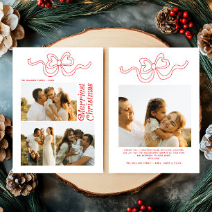 Moderno retro Bow Feliz Navidad Photo Car de vacac