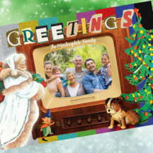 Moderno Retro Foto Navidad Fiesta