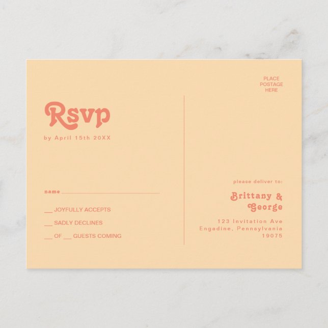 Moderno Retro | Tarjeta Postal de Respuesta para B (Reverso)
