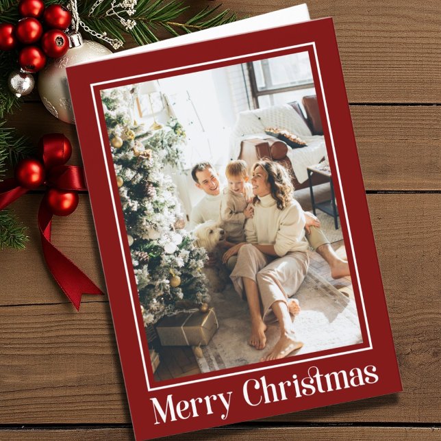 Moderno rojo y blanco 2 foto Familia Feliz Navidad (Subido por el creador)