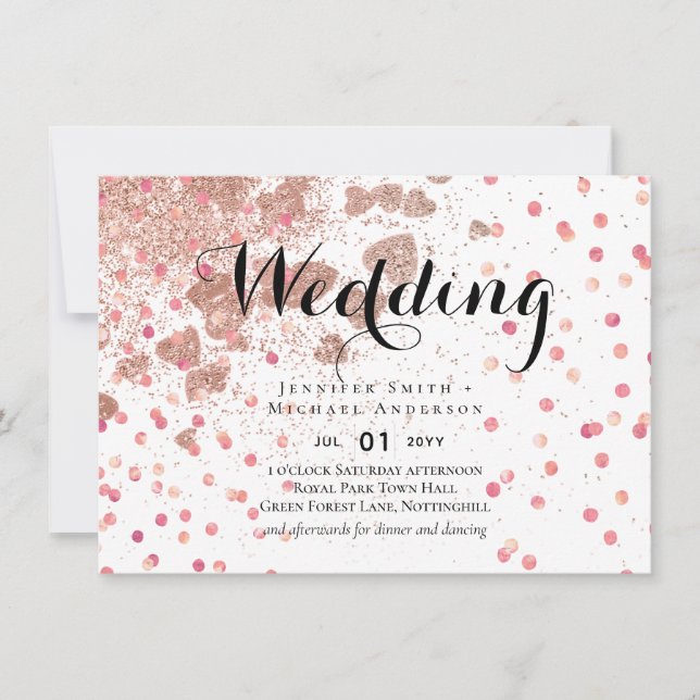 Moderno Rosa Gold Trendy Budget Boda (Anverso)