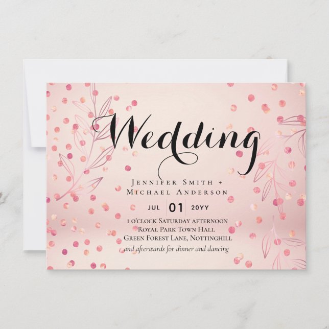 Moderno Rosa Gold Trendy Budget Boda (Anverso)