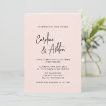 Moderno | rosa polvoriento | invitación boda de no