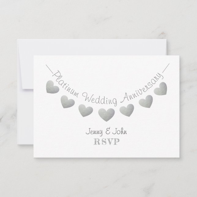 Moderno RSVP 70 aniversario de boda de platino (Anverso)