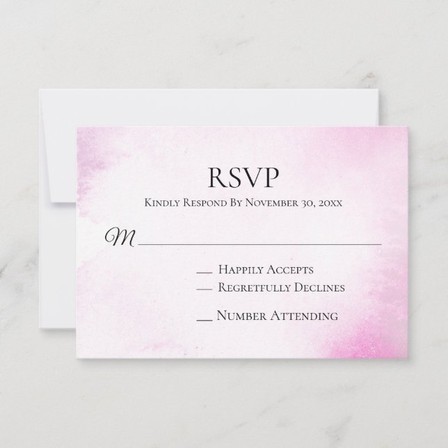 *~* Moderno Rubor Pink Watercolor Wedding RSVP (Anverso)