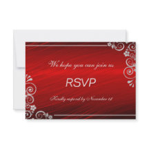 Moderno Ruby Red Silver Boda Floral Gris Gris RSVP
